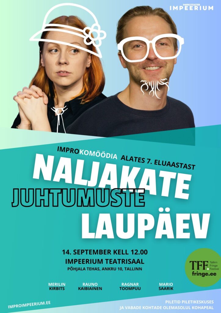 Improteater IMPEERIUM Tallinn Fringe festivalil kogupere etendus lasteetendus Naljakate juhtumiste pühapäev Põhjala tehases plakat